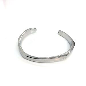 3/$30 RUSTIC CUFF SILVER TONE ORGANIC OPEN CUFF BRACELET UNEVEN DESIGN STACKING